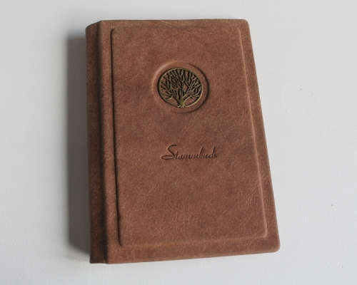 Preview: Stammbuch LEBENSBAUM aus braunem Büffelleder